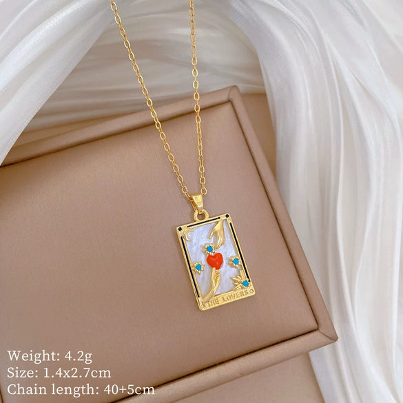 Titanium Steel Copper Geometric Microinlaid Diamond Necklace Unisex