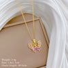 Titanium Steel Copper Geometric Microinlaid Diamond Necklace Unisex