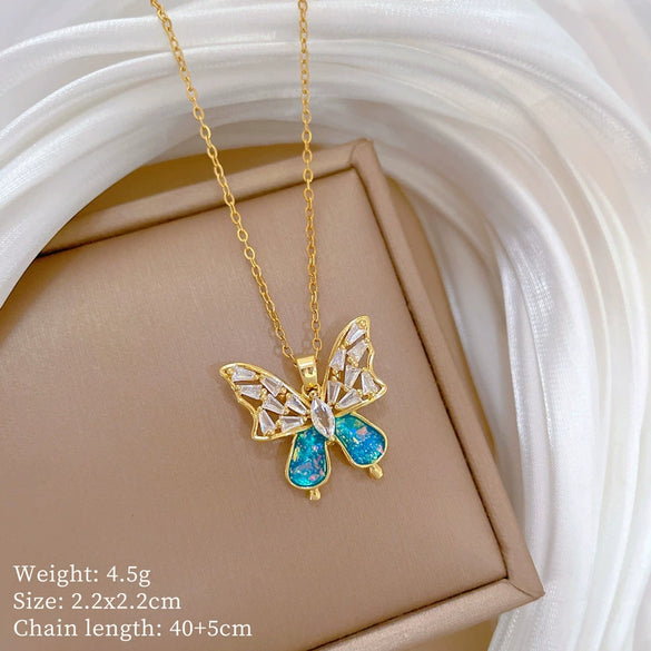 Titanium Steel Copper Geometric Microinlaid Diamond Necklace Unisex