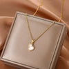 Titanium Steel Copper Gourd Geometric Style Pendant Necklace For Women With Electroplating Process