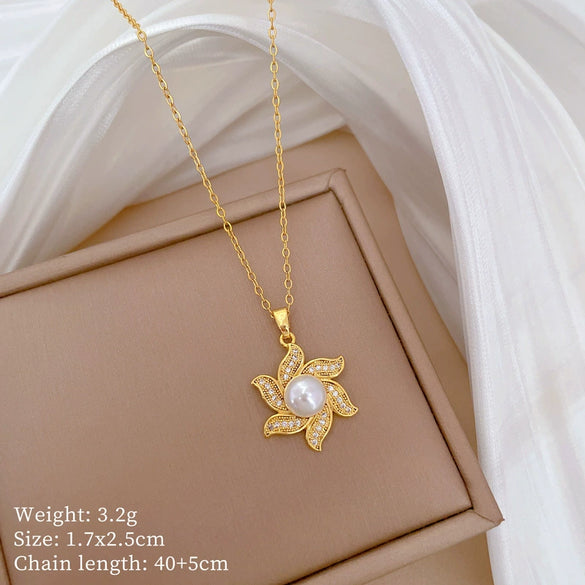 Titanium Steel Copper Microinlaid Real Gold Plating Geometric Style Unisex Necklace