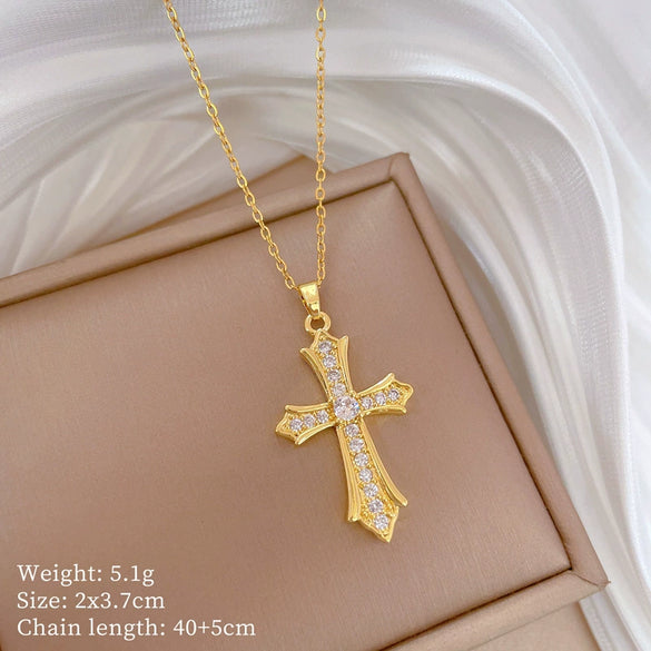 Titanium Steel Copper Microinlaid Real Gold Plating Geometric Style Unisex Necklace