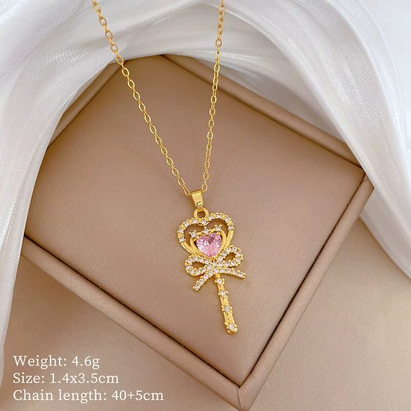 Titanium Steel Copper Microinlaid Real Gold Plating Geometric Style Unisex Necklace