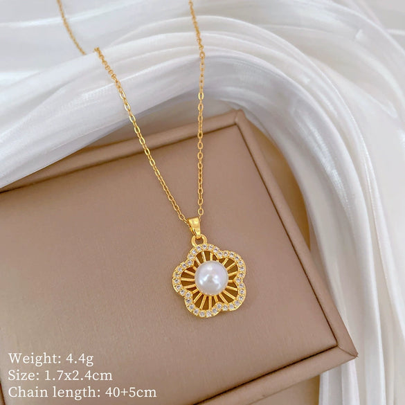 Titanium Steel Copper Microinlaid Real Gold Plating Geometric Style Unisex Necklace