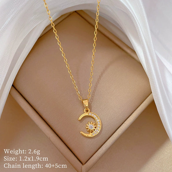 Titanium Steel Copper Microinlaid Real Gold Plating Geometric Style Unisex Necklace