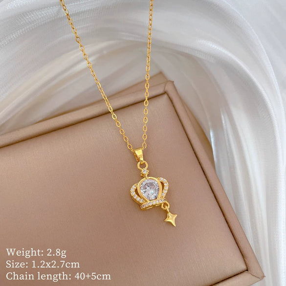 Titanium Steel Copper Microinlaid Real Gold Plating Geometric Style Unisex Necklace
