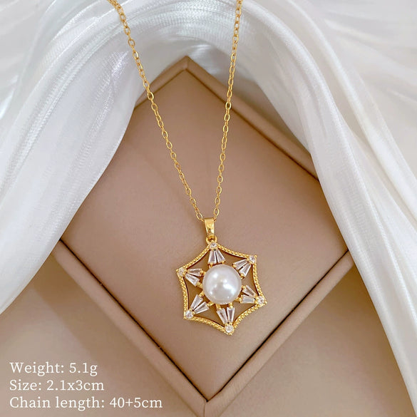 Titanium Steel Copper Microinlaid Real Gold Plating Geometric Style Unisex Necklace