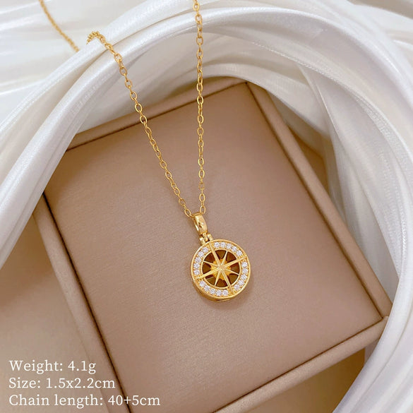 Titanium Steel Copper Microinlaid Real Gold Plating Geometric Style Unisex Necklace
