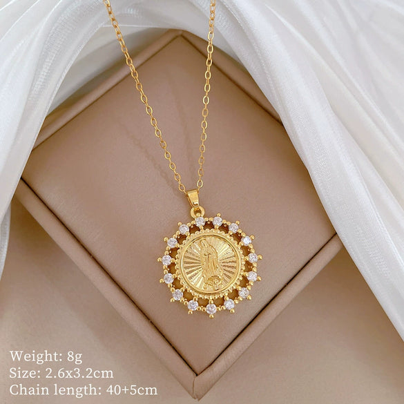 Titanium Steel Copper Microinlaid Real Gold Plating Geometric Style Unisex Necklace