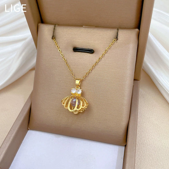 Titanium Steel Copper Microinlaid Real Gold Plating Geometric Style Unisex Necklace