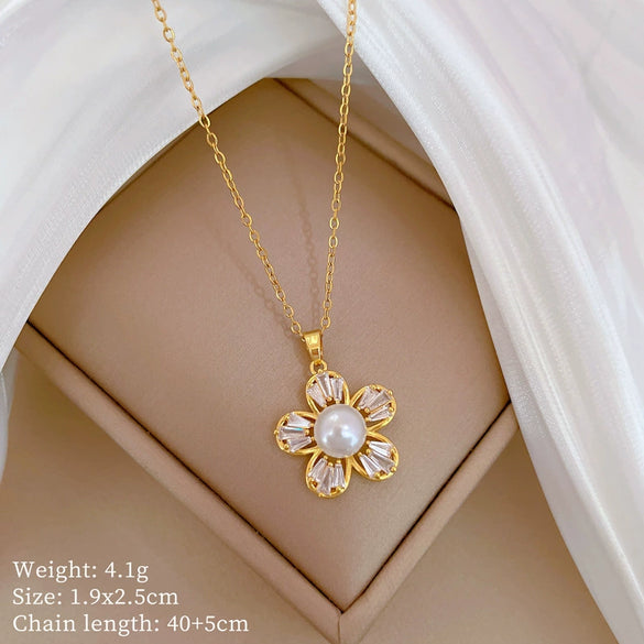 Titanium Steel Copper Microinlaid Real Gold Plating Geometric Style Unisex Necklace