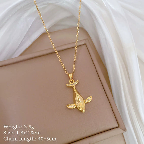 Titanium Steel Copper Microinlaid Real Gold Plating Geometric Style Unisex Necklace