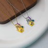 Titanium Steel Copper Pendant Necklace With Oil Dropping Flower Design For Women