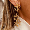 Titanium Steel Coralshaped Earrings With Flower Style Light Luxury Highend Sense
