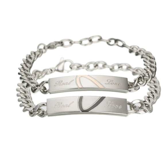 Titanium Steel Couple Bracelet Heart Pattern Corrosionresistant Jewelry