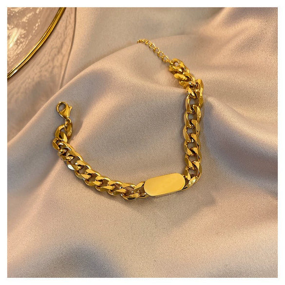 Titanium Steel Couple Bracelet With Electroplating Design For Students