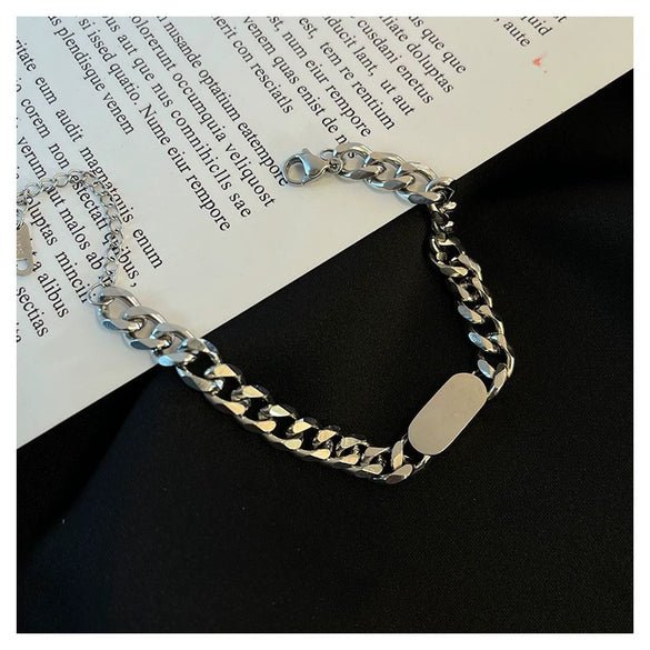Titanium Steel Couple Bracelet With Electroplating Design For Students