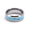 Titanium Steel Couple Ring Minimalist Style Inlaid With Jade