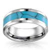 Titanium Steel Couple Ring Minimalist Style Inlaid With Jade