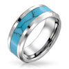 Titanium Steel Couple Ring Minimalist Style Inlaid With Jade