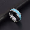 Titanium Steel Couple Ring Minimalist Style Inlaid With Jade