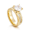 Titanium Steel Couple's Ring With Microinlaid Diamond Hammered Texture And Electroplating