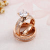 Titanium Steel Couple's Ring With Microinlaid Diamond Hammered Texture And Electroplating