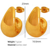 316L Stainless Steel Crescent Hollow C Shaped Geometric Electroplated Women's Earrings