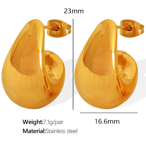 316L Stainless Steel Crescent Hollow C Shaped Geometric Electroplated Women's Earrings