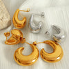 316L Stainless Steel Crescent Hollow C Shaped Geometric Electroplated Women's Earrings