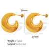 316L Stainless Steel Crescent Hollow C Shaped Geometric Electroplated Women's Earrings