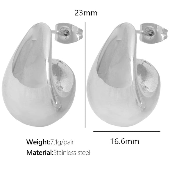 316L Stainless Steel Crescent Hollow C Shaped Geometric Electroplated Women's Earrings