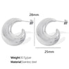 316L Stainless Steel Crescent Hollow C Shaped Geometric Electroplated Women's Earrings