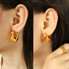 316L Stainless Steel Crescent Hollow C Shaped Geometric Electroplated Women's Earrings