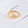 Titanium Steel Croissant Ring With Threaded Edge Geometric Design And Electroplating