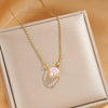 Titanium Steel Cross Chain Women's Minimalist Opal Planet Series Pendant Necklace With Electroplating Design