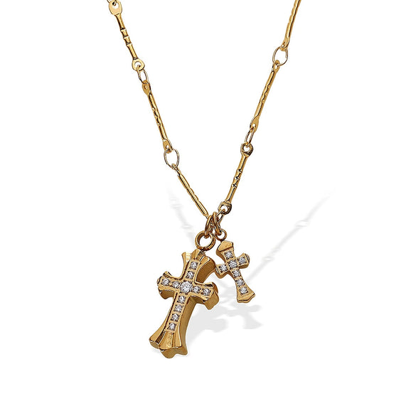 316L Stainless Steel Cross Clavicle Chain Fashion Necklace With Electroplating Design