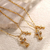 316L Stainless Steel Cross Clavicle Chain Fashion Necklace With Electroplating Design