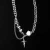 Titanium Steel Cross Clavicle Chain Jewelry With Geometric Pattern And Electroplating Design Unisex