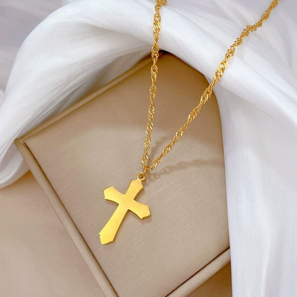 Titanium Steel Cross Electroplated Fashion Geometric Unisex Necklace