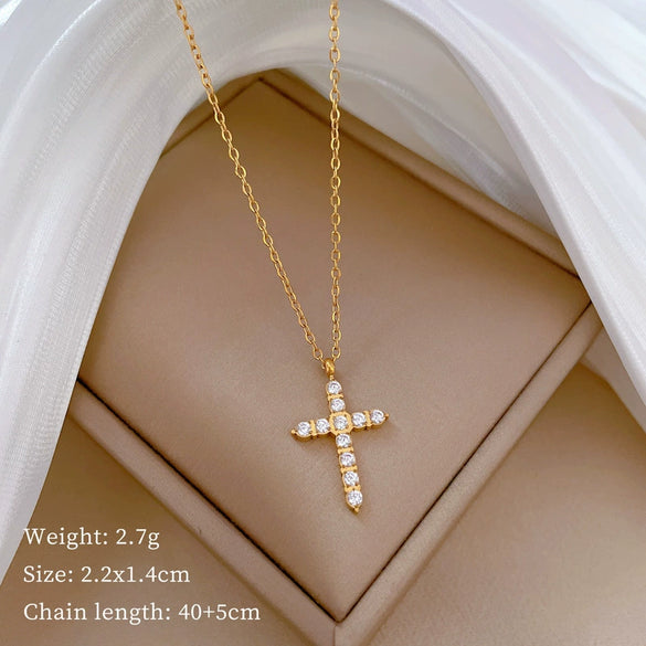 Titanium Steel Cross Geometric Fashion Electroplated Unisex Necklace