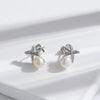 Titanium Steel Cross Pearl Stud Earrings For Women Electroplated Allmatching Style