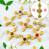 Titanium Steel Cross Pendant Clavicle Chain With Natural Tiger Eye Stone Light Luxury Retro Style