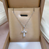 Titanium Steel Cross Square Diamond Microinlaid Women's Cartoon Geometric Necklace