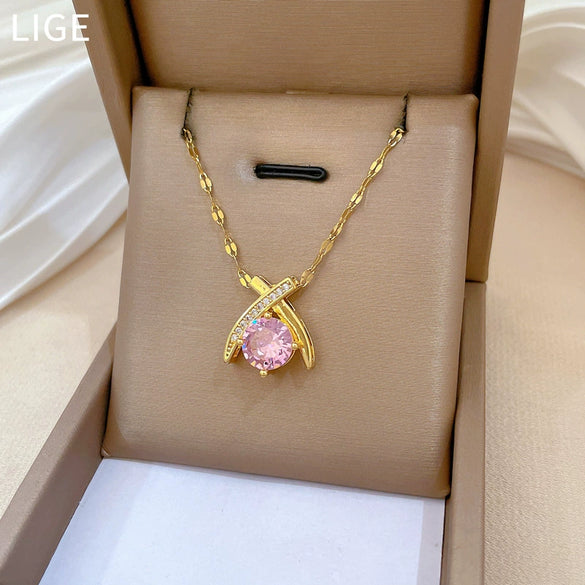 Titanium Steel Cross Water Drop Women's Jewelry Set With Geometric Pattern And Electroplating Treatment