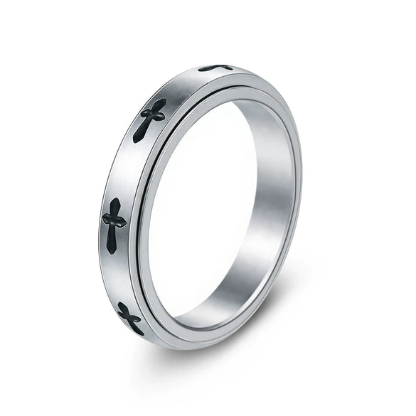Titanium Steel Crossshaped Rotatable Stressreducing Ring With Animal And Zodiac Styling And Seiko Design For Women