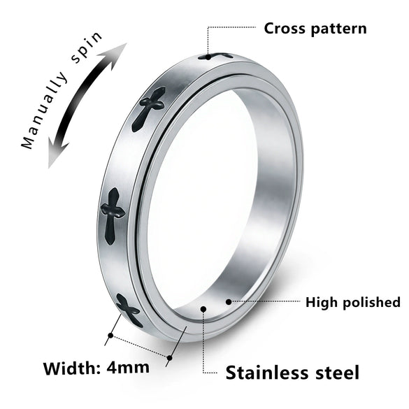Titanium Steel Crossshaped Rotatable Stressreducing Ring With Animal And Zodiac Styling And Seiko Design For Women
