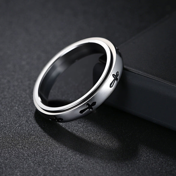 Titanium Steel Crossshaped Rotatable Stressreducing Ring With Animal And Zodiac Styling And Seiko Design For Women