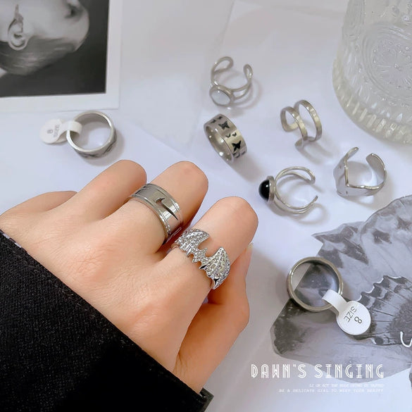 Titanium Steel Crown Pattern Minimalist Style Polished Unisex Ring