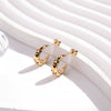 Titanium Steel Cshaped Color Zircon Electroplating Letters Numbers Text Earrings For Women